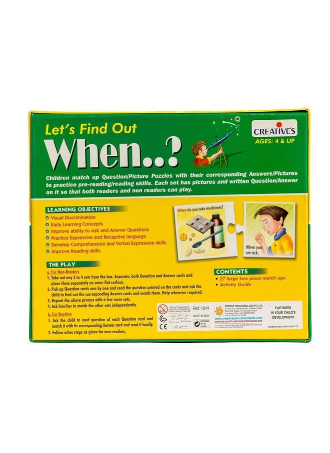 Creative's Creative Educational 3 Years And Up Aids P. Ltd. Let'S Find Out When Educational Games & Puzzle, [Multicolour] Pack Of 1  - Image 2