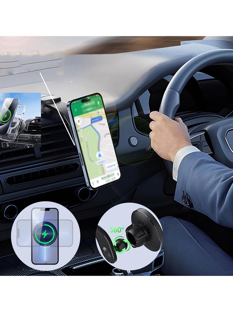 Beauenty Smartphone holder Wireless charging Magnetic Stable N52 strong magnet Strong vacuum suction cup 360° rotation Bendable arm Easy installation No damage One-handed operation Fast charging Suitable for - Image 3