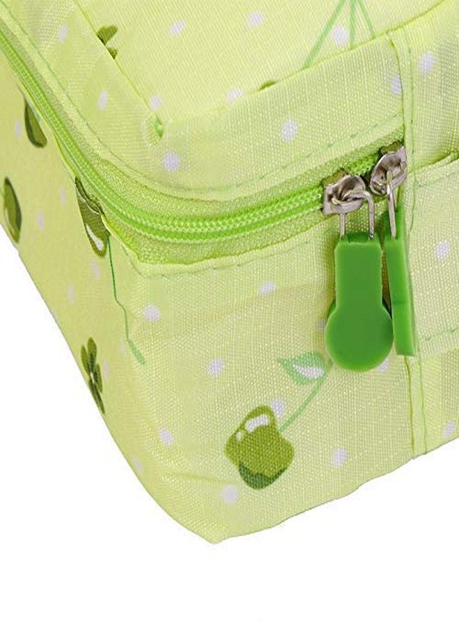STORE77 CONNECTWIDE Multi-function travel Floral Nylon Zipper cosmetic bag waterproof Makeup and Toiletry bags (Degin2, Green) - Image 2