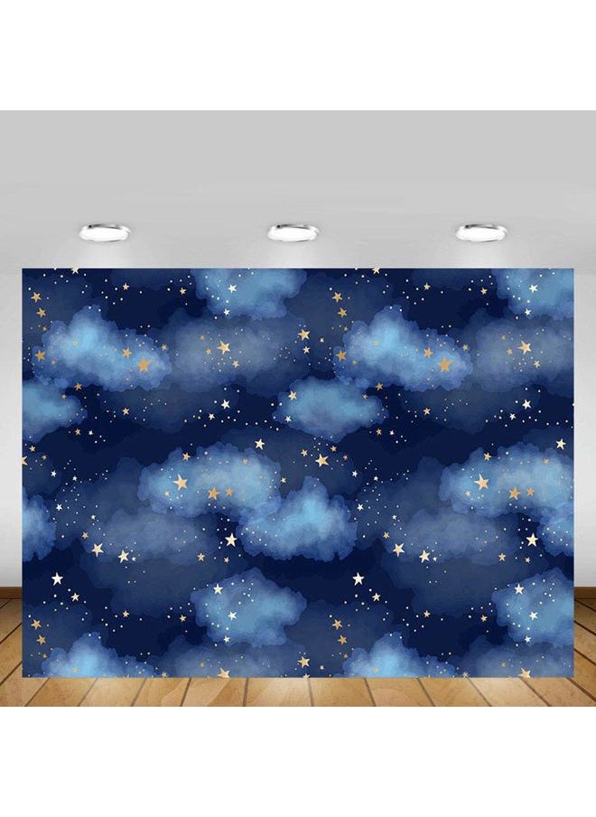 MEHOFOND MEHOFOTO Dark Blue Sky Cloud Photo Studio Backdrop Props Boy Birthday Prince Baby Shower Gold Star Party Decorations Twinkle Twinkle Little Stars Photography Background Banner 7x5ft  - Image 2
