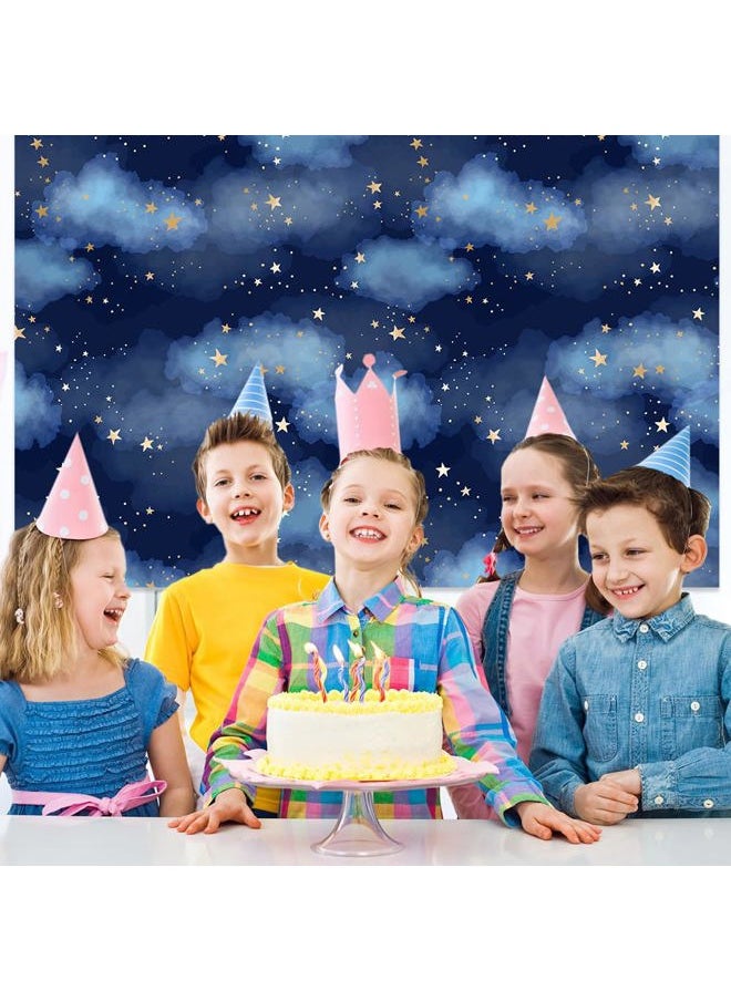 MEHOFOND MEHOFOTO Dark Blue Sky Cloud Photo Studio Backdrop Props Boy Birthday Prince Baby Shower Gold Star Party Decorations Twinkle Twinkle Little Stars Photography Background Banner 7x5ft  - Image 3