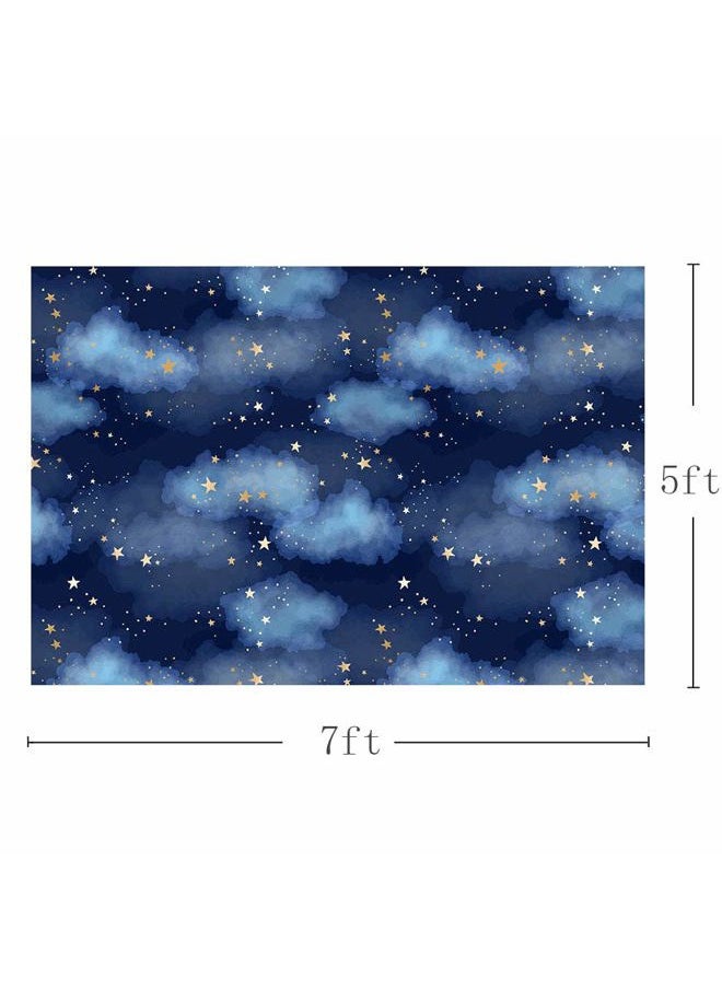 MEHOFOND MEHOFOTO Dark Blue Sky Cloud Photo Studio Backdrop Props Boy Birthday Prince Baby Shower Gold Star Party Decorations Twinkle Twinkle Little Stars Photography Background Banner 7x5ft  - Image 4