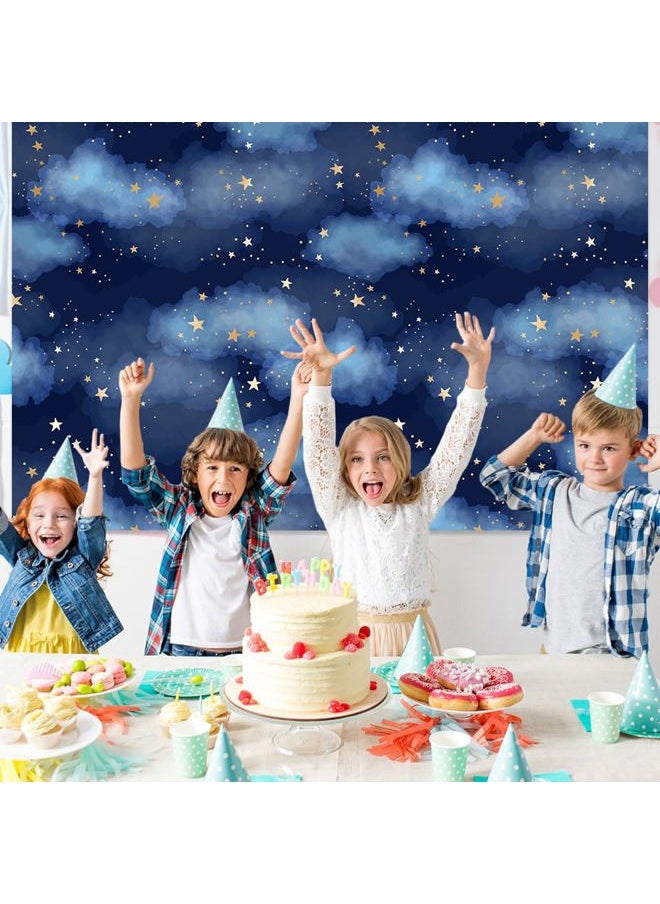 MEHOFOND MEHOFOTO Dark Blue Sky Cloud Photo Studio Backdrop Props Boy Birthday Prince Baby Shower Gold Star Party Decorations Twinkle Twinkle Little Stars Photography Background Banner 7x5ft  - Image 5