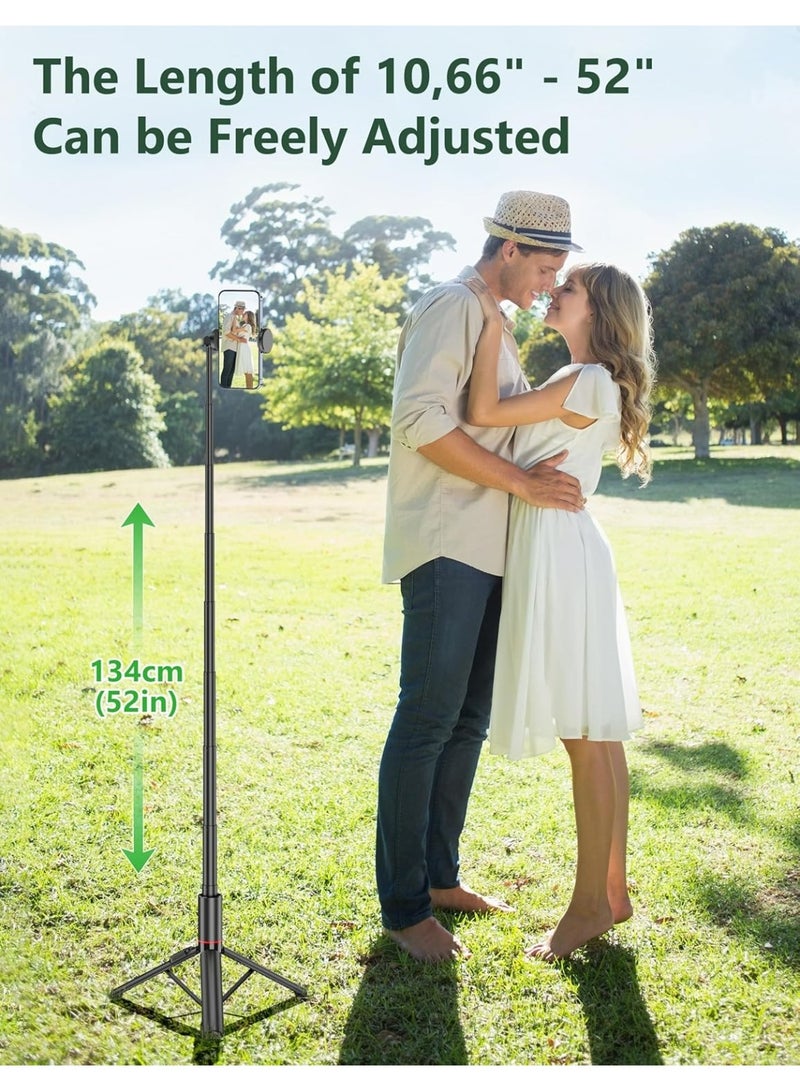 ترايبود سيلفي ٥٢، ترايبود موبايل من الألومنيوم قابل للتمديد شامل كل حاجة مع ريموت، بيدور ٣٦٠° خفيف وسهل الحمل للسفر ومتوافق مع آيفون ١٦/١٥/١٤/١٣ وأندرويد - Image 3