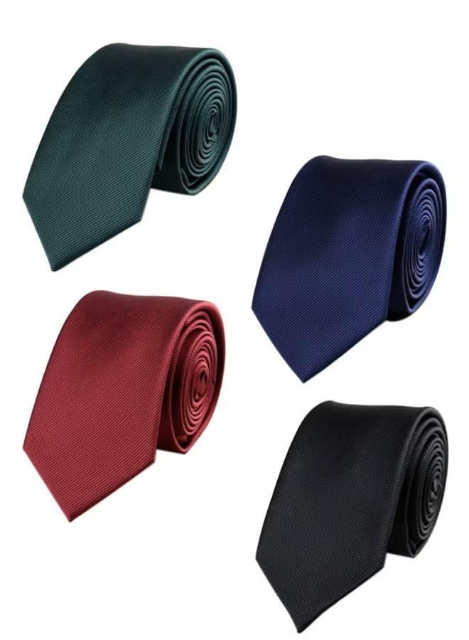 4pcs Men's Ties Solid Color Formal Mens Neckties 6cm for Business and Wedding Color Assorted - Image 1