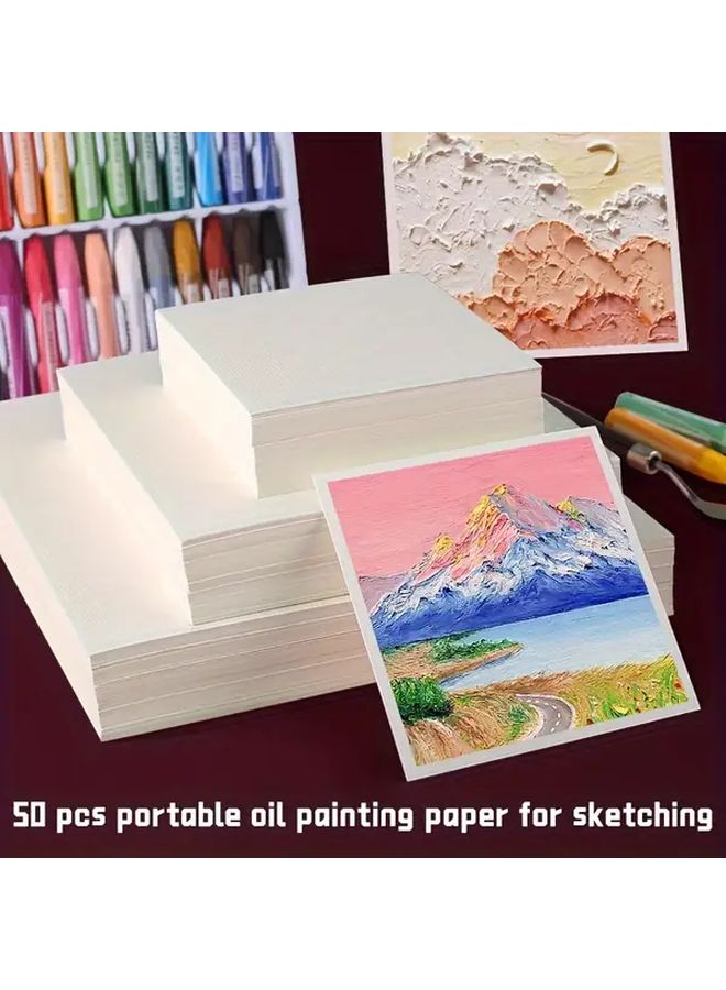 50 PCS Premium Square Oil Painting Paper Extra Thick Canvas Sheets For Artists - Image 3