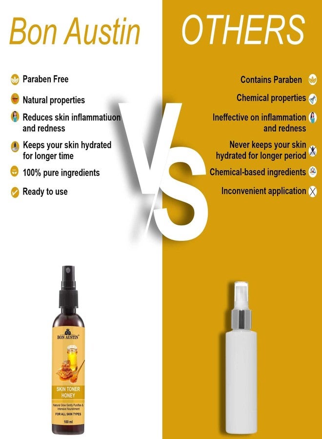 Bon Austin Honey Face Toner for Radiant Glow Skin Toner with Vitamin C/Pore Tightening Toner for Men & Women Pack of 4 of 100 ML - Image 5