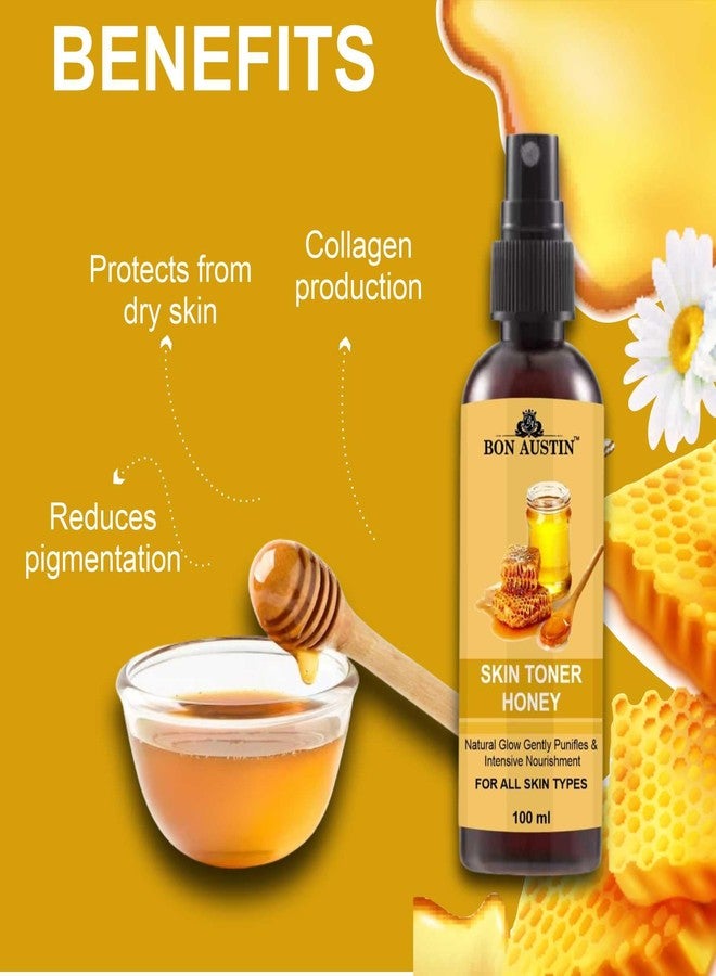 Bon Austin Honey Face Toner for Radiant Glow Skin Toner with Vitamin C/Pore Tightening Toner for Men & Women Pack of 4 of 100 ML - Image 3