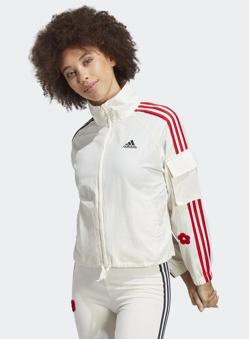 Adidas 3 Stripe Flower Print Jacket