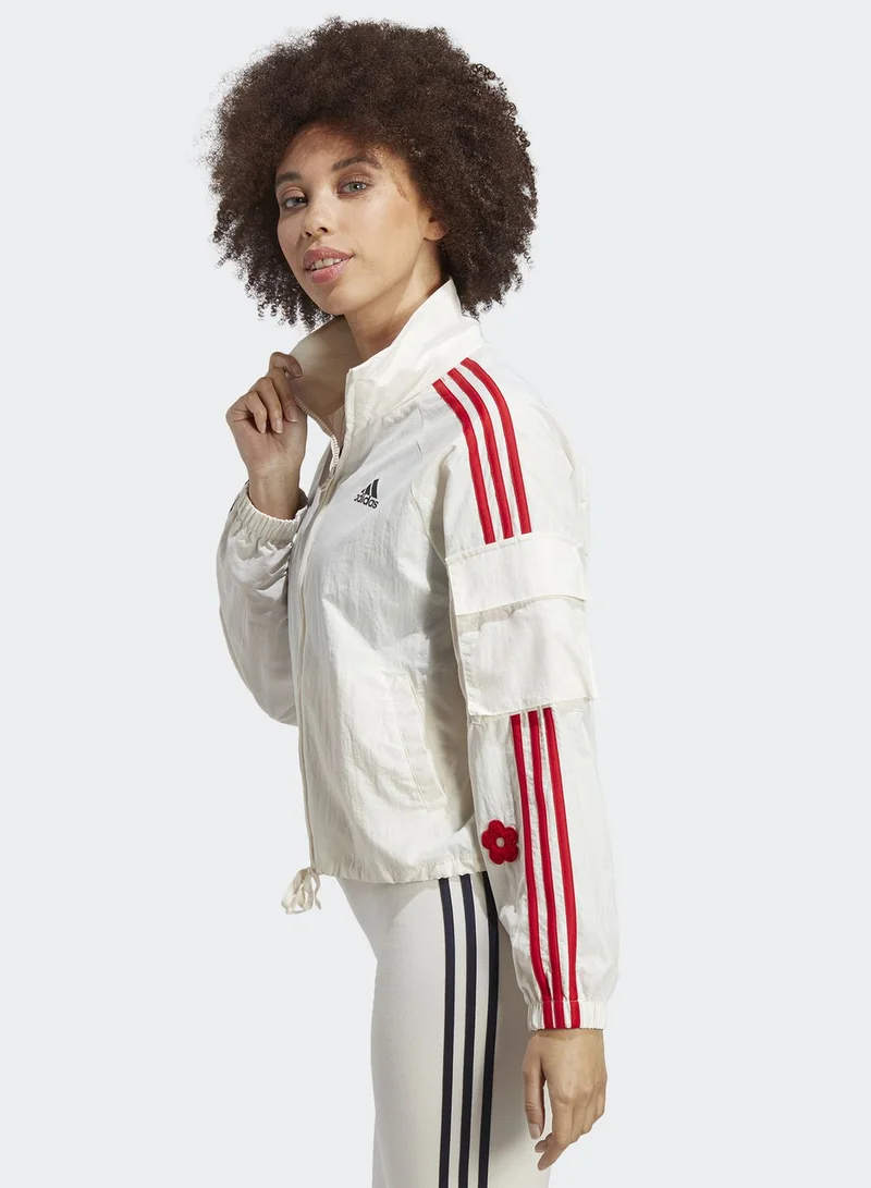 Adidas 3 Stripe Flower Print Jacket
