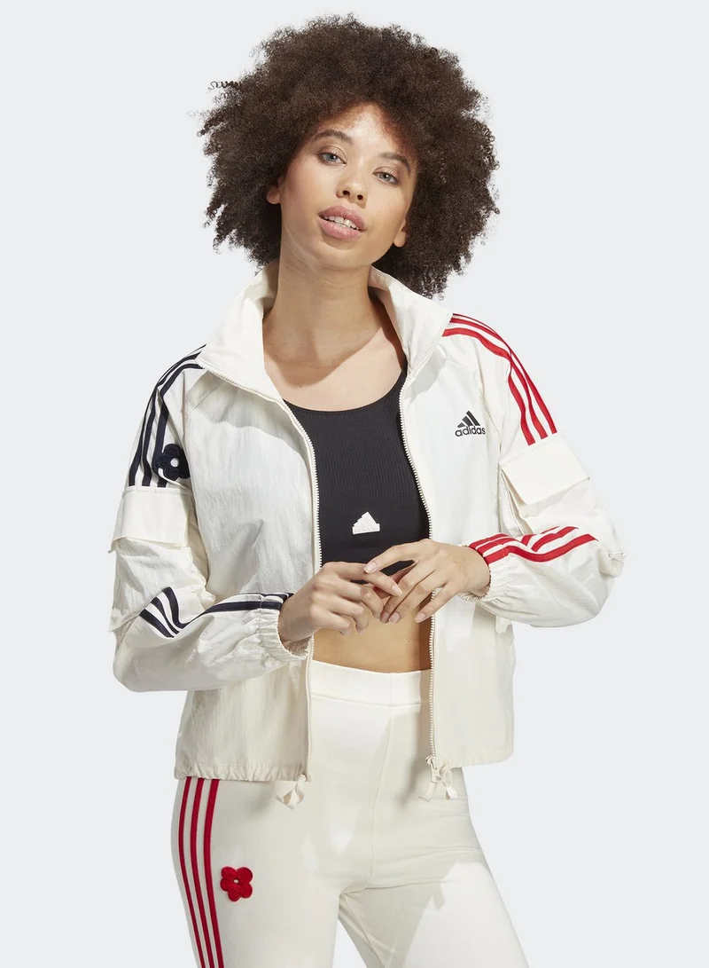 Adidas 3 Stripe Flower Print Jacket