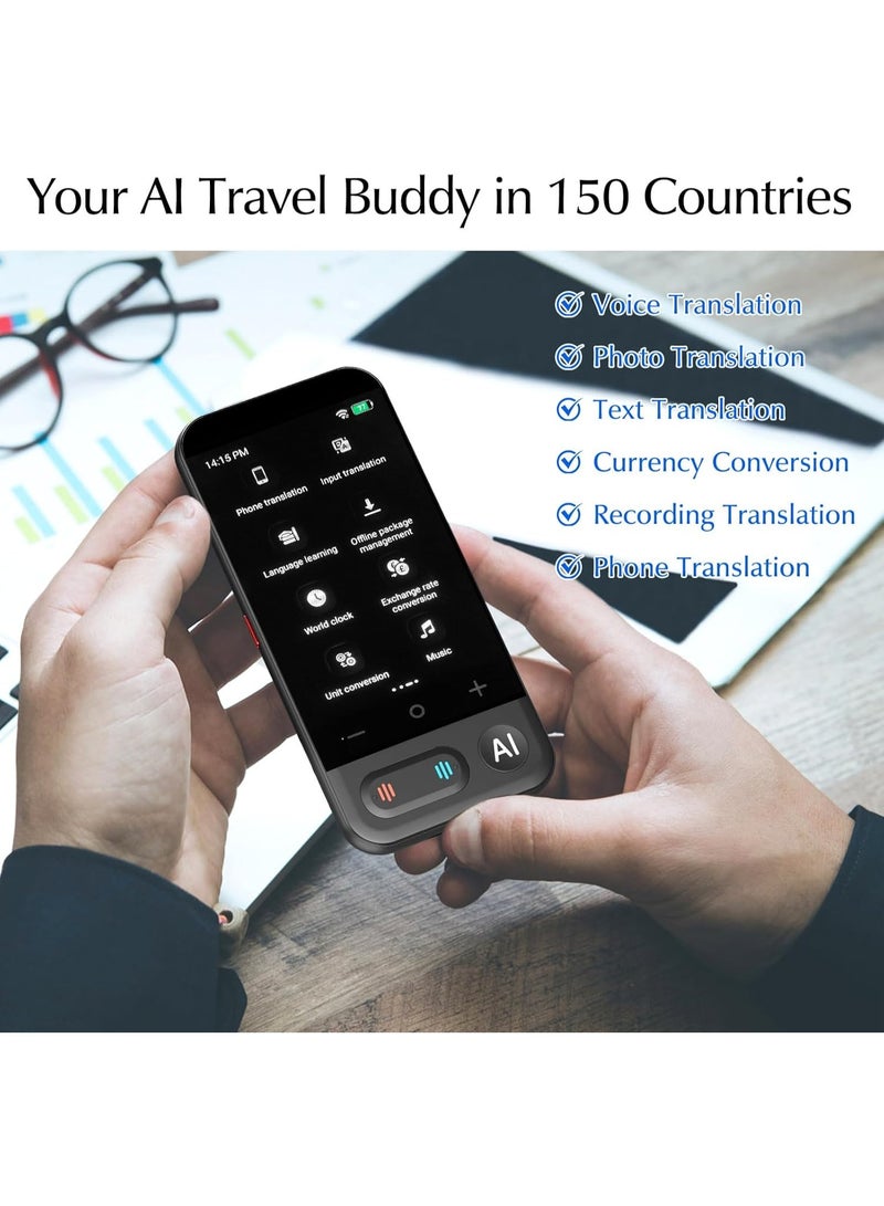 Instant language translation device, 150 online translations, 20 offline translations, voice and image text translation, AI translator for any language, works on or off Wi-Fi. - Image 3