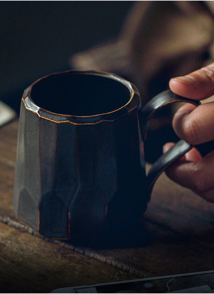 Perfii Set of 2 Handmade 260ml Ceramic Coffee Mug Cups with Large Handle for Coffee and Tea  - Image 2