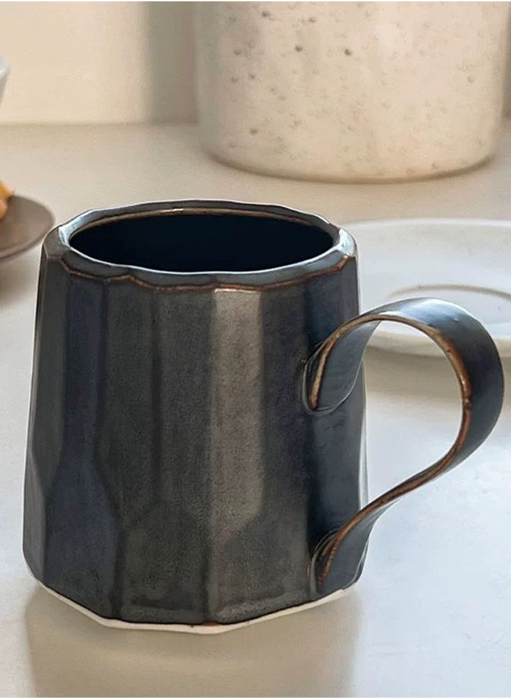 Perfii Set of 2 Handmade 260ml Ceramic Coffee Mug Cups with Large Handle for Coffee and Tea  - Image 3