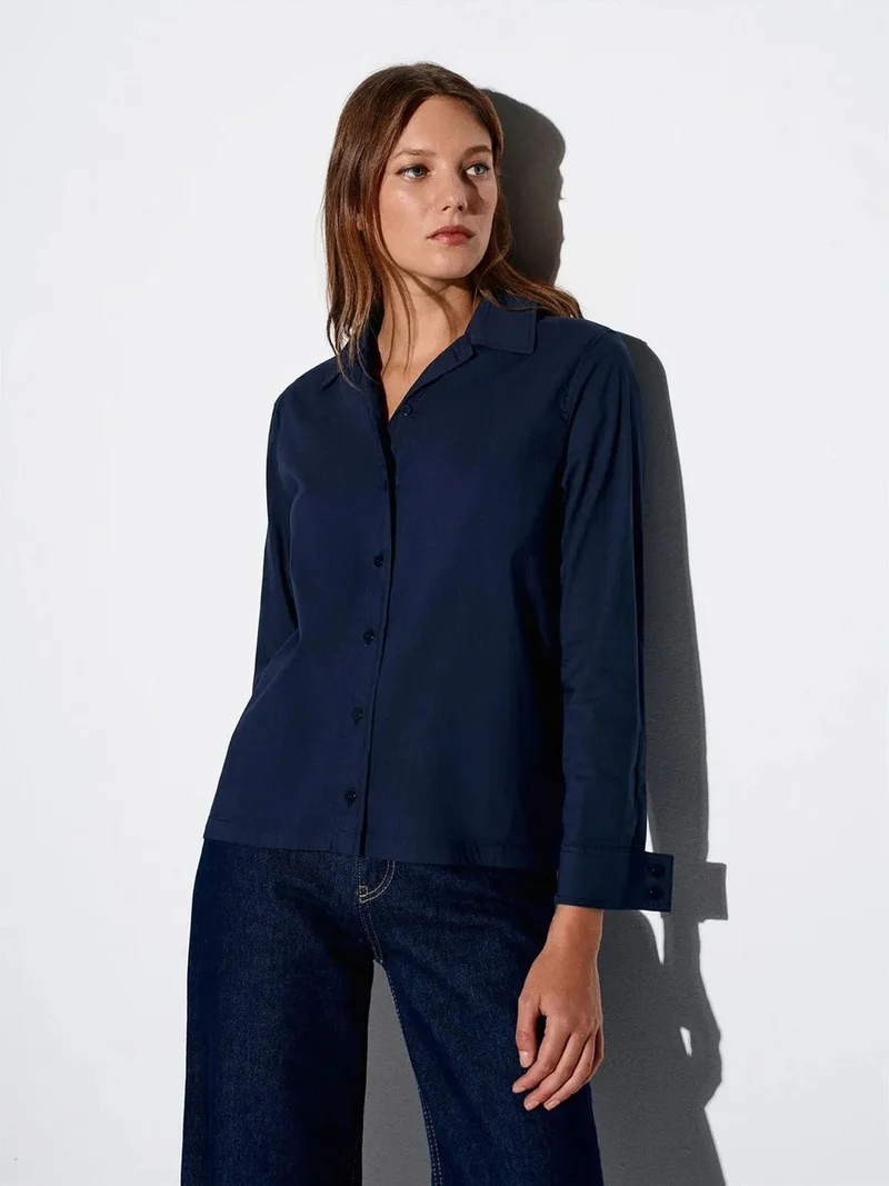 Dilvin DILVIN Women's Solid Woven Cut-out Shirt