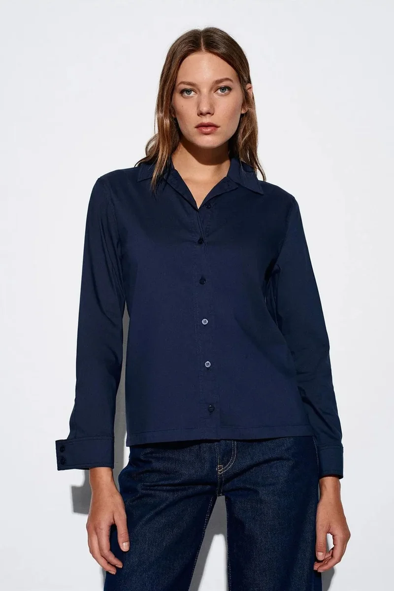 Dilvin Navy Blue DILVIN Cut-Out Long-Sleeve Shirt for Women | Best Price UAE