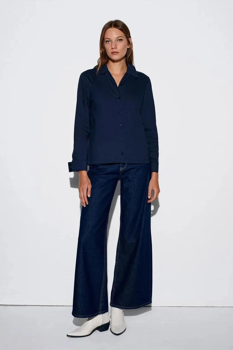 Dilvin Navy Blue DILVIN Cut-Out Long-Sleeve Shirt for Women | Best Price UAE