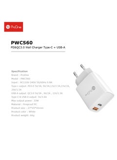 ProOne ProOne 33W Fast Charger with Dual Type A+ Type C Ports – Compact and Efficient Charging Solution for iPhone, Samsung Galaxy, iPad, Google Pixel, and More  - Image 5