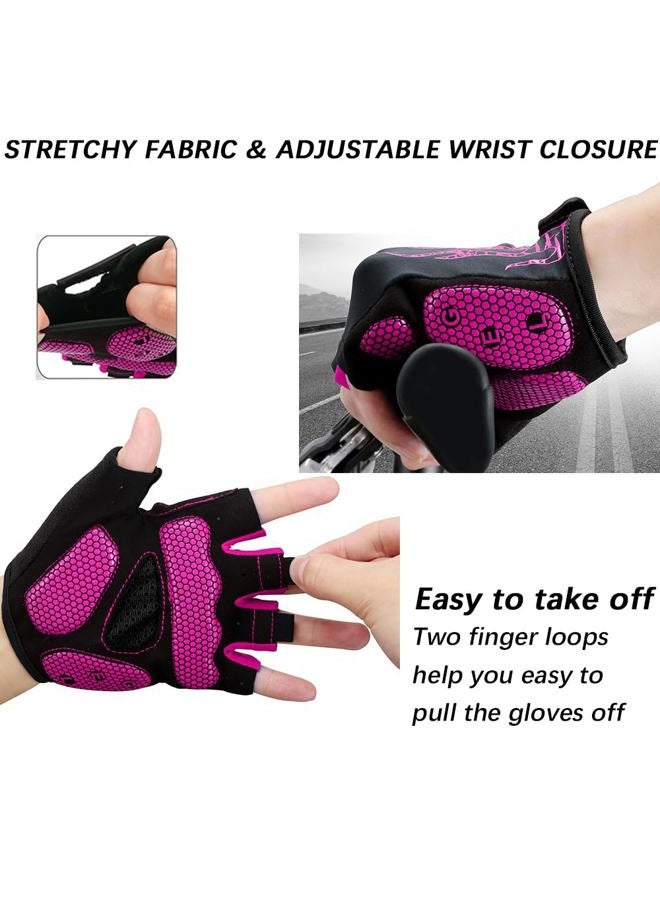MOREOK Cycling Gloves Bike Gloves for Men/Women-[Breathable Anti-Slip 5MM Gel Pad] Biking Gloves Half Finger Road Bike MTB Bicycle Gloves-050-PINK-L - Image 4