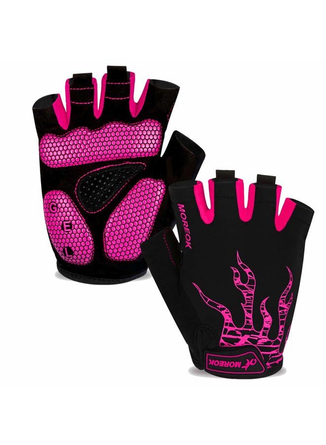 MOREOK Cycling Gloves Bike Gloves for Men/Women-[Breathable Anti-Slip 5MM Gel Pad] Biking Gloves Half Finger Road Bike MTB Bicycle Gloves-050-PINK-L - Image 1