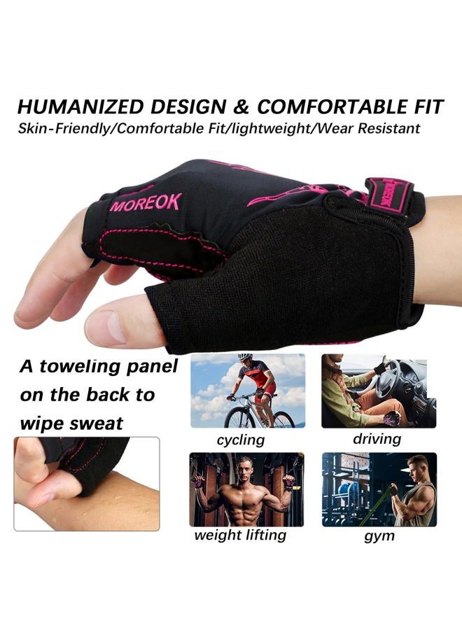 MOREOK Cycling Gloves Bike Gloves for Men/Women-[Breathable Anti-Slip 5MM Gel Pad] Biking Gloves Half Finger Road Bike MTB Bicycle Gloves-050-PINK-L - Image 3