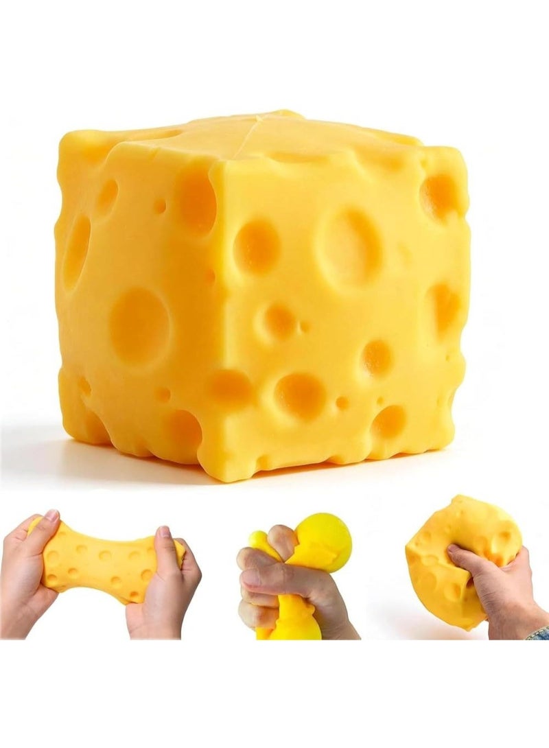 squishy Sqweezy Super 2Pcs Cheesy Giant Block of Cheese Squishy Stress Relief Toy - Image 1