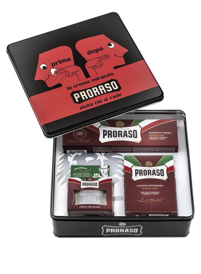 proraso Shaving Kit For Men | Moisturizing Pre-Shave Cream, Shaving Cream Tube And After Shave Balm For Thick, Curly Beards In Vintage Dopo Tin - Image 1