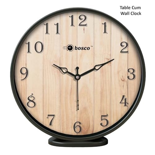 Bosco Modern and Decorative Non Ticking Silent, Brown & Black dial Frame 20 CM Table Cum Round Wall Clock for Home, Living Room, Bedroom, Office and Kitchen I BWC-1201 Brown & Black - Image 3