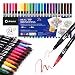 Artecho 24 Colors Markers for Adult Coloring Books Dual Tip Markers for School Fine and Brush Tip for Adults Coloring Books Calligraphy Drawing Sketching - Image 2