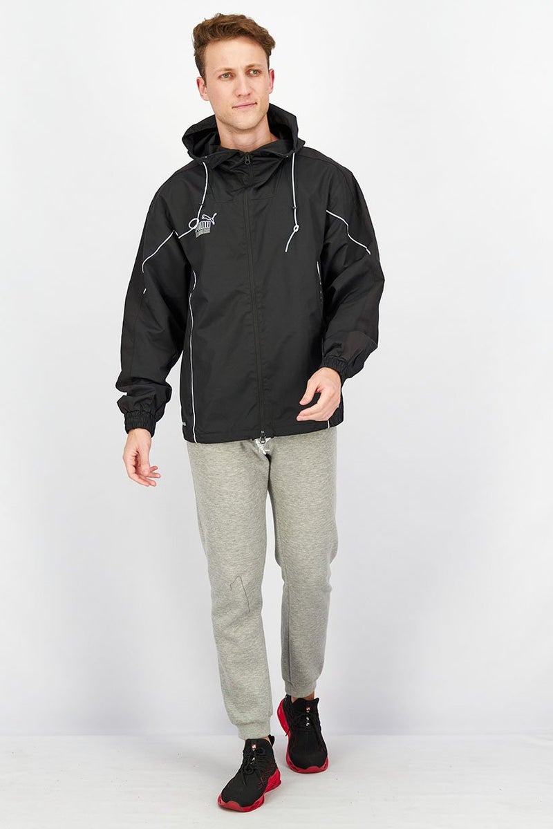 PUMA جاكيت رياضي للرجال بغطاء رأس مناسب للأنشطة الخارجية، أسود - Image 3