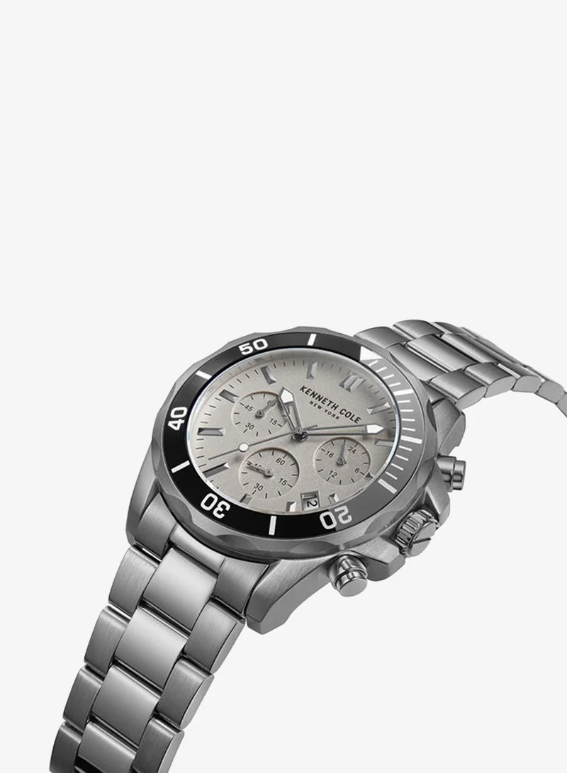 Kenneth Cole New York Chronograph Gents 43mm Watch with Gunmetal Stainless Steel Bracelet