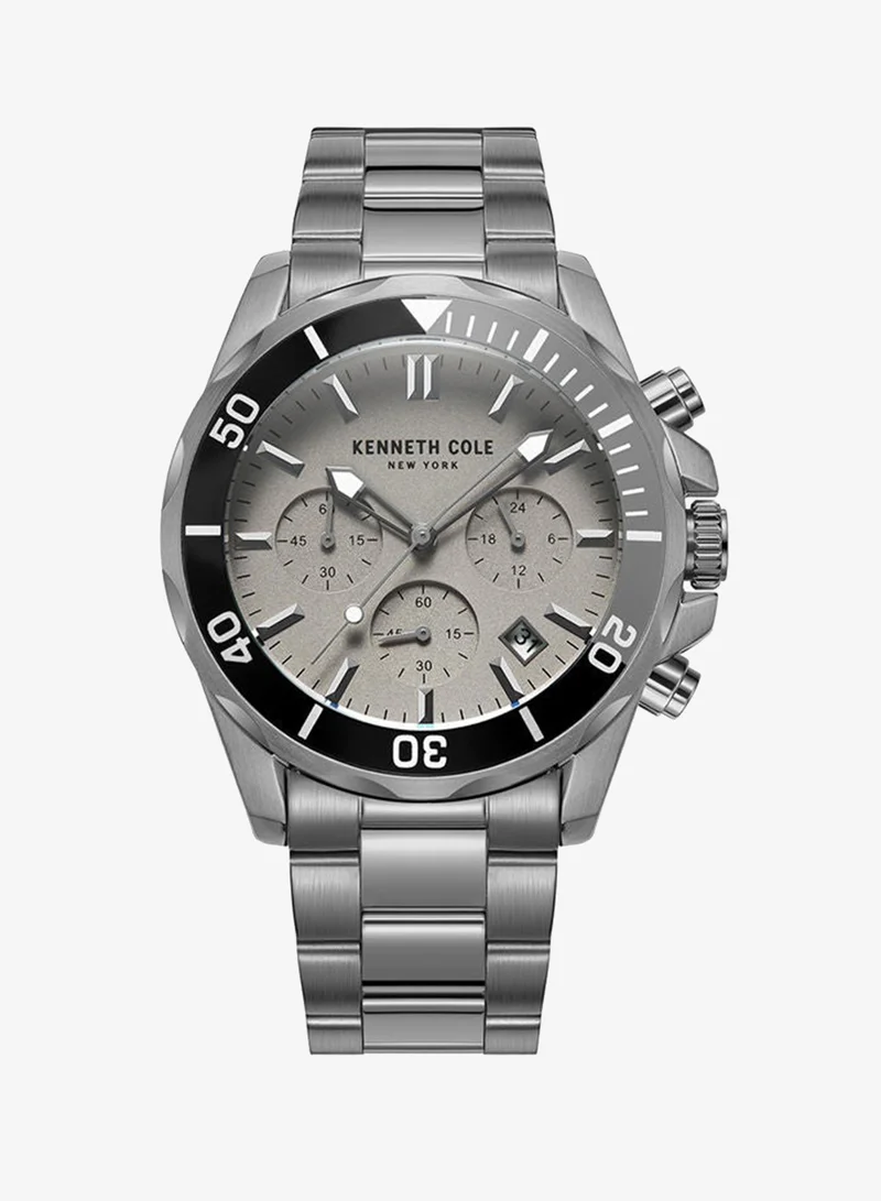 Kenneth Cole New York Chronograph Gents 43mm Watch with Gunmetal Stainless Steel Bracelet