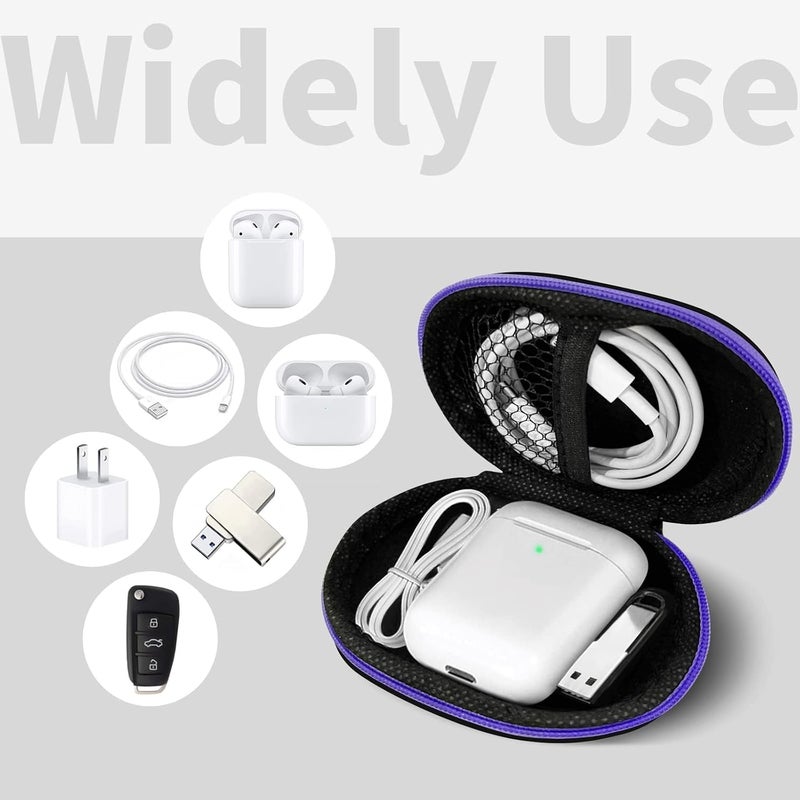 MOLOVA for Earbuds Carrying Case, Small Oval Storage Cases, Tech Pouch, Portable Storage Earbud Pouch Bag for Earbuds, in-Ear Headphones, Earphones, Headsets, Hearing Aids, USB Charging Cable, Purple1 - Image 3
