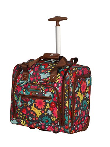 Lily Bloom Designer 15 Inch Carry On - Weekender Overnight Business Travel Luggage - Lightweight 2- Rolling Wheels Suitcase - Under Seat Rolling Bag for Women (Playful Garden Gray) - Image 1