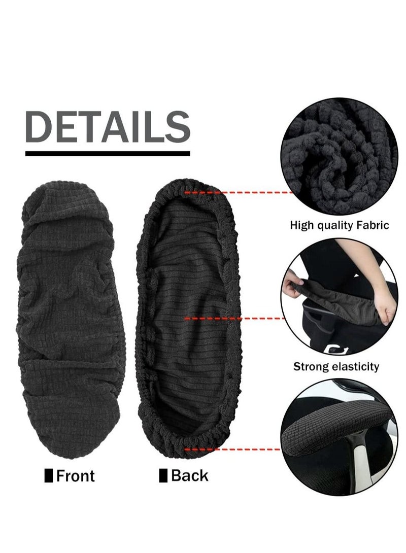 Captaintech Chair Arm Pad Covers, Office Chair Armrest Cover Removable Elastic Washable Waterproof Fabricchair Armrest Covers Soft Armrest Cushion Pad For Home Or Office Chair(2 Pair Black) - Image 3