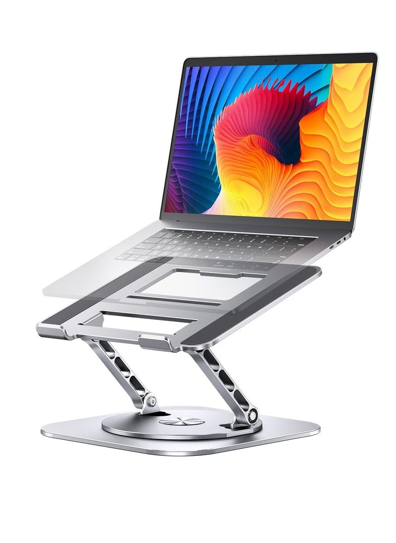 Generic - Adjustable Laptop Stand with 360 Degree Rotating Base, Foldable and Comfortable, Compatible with MacBook Pro up to 16 Inch, Silver - Image 1