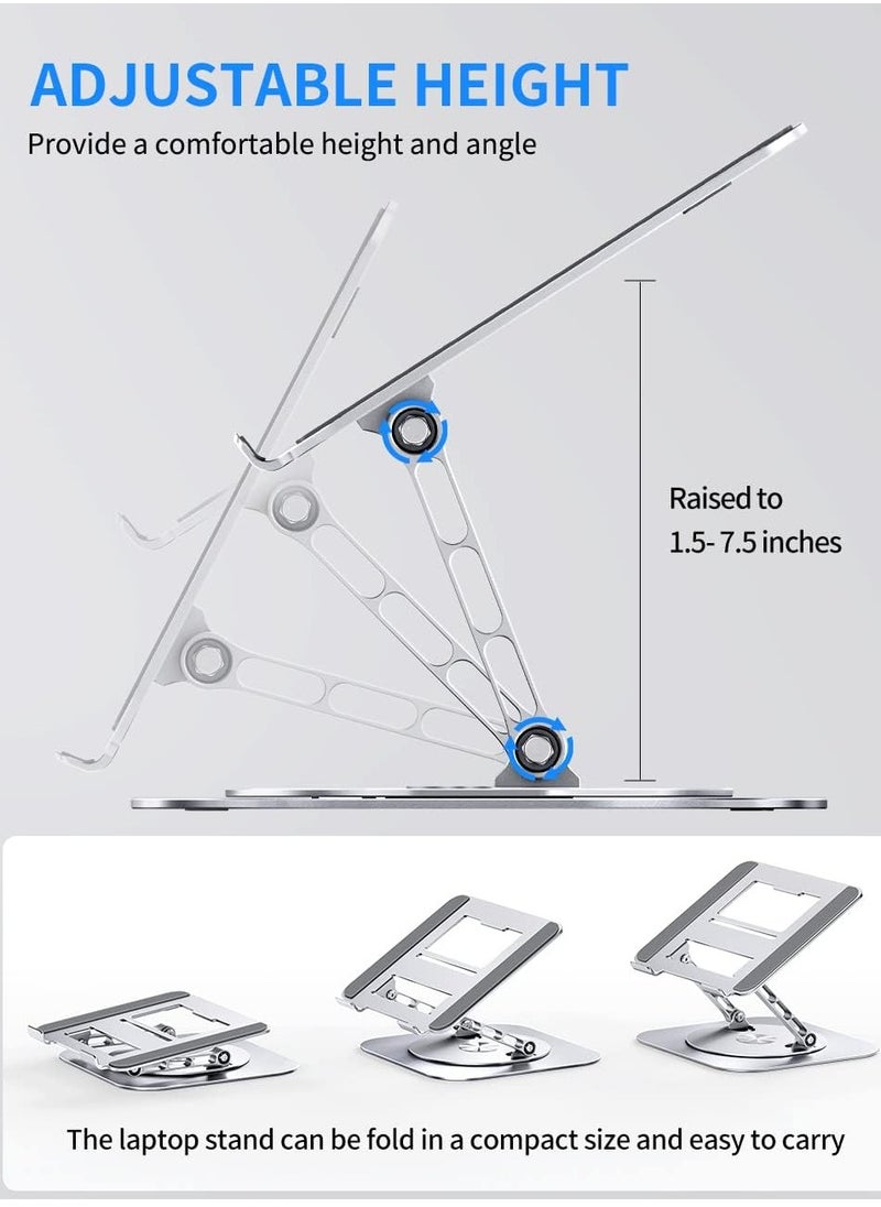 Generic - Adjustable Laptop Stand with 360 Degree Rotating Base, Foldable and Comfortable, Compatible with MacBook Pro up to 16 Inch, Silver - Image 1
