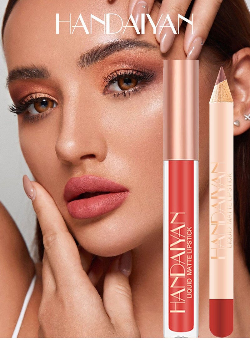 Handaiyan 2 in 1 Lip Liner & Lipstick Super Stay Matte Lip Pencil Set,Cosmetics Non-Stick Cup，Nude，Long Lasting Lip Liners Pencil Set For Women & Girls Waterproof,Extreme Finish Makeup, Neutral - Image 4