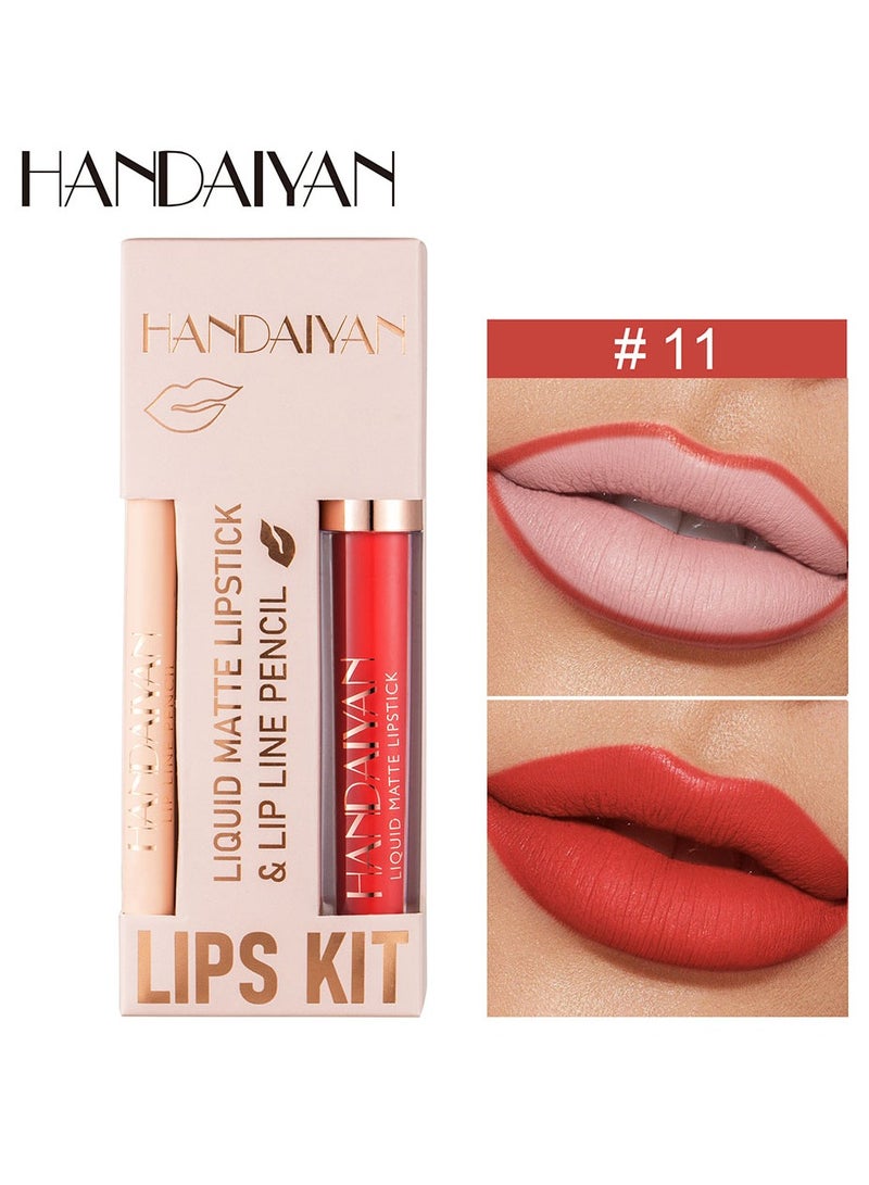 Handaiyan 2 in 1 Lip Liner & Lipstick Super Stay Matte Lip Pencil Set,Cosmetics Non-Stick Cup，Nude，Long Lasting Lip Liners Pencil Set For Women & Girls Waterproof,Extreme Finish Makeup, Neutral - Image 1