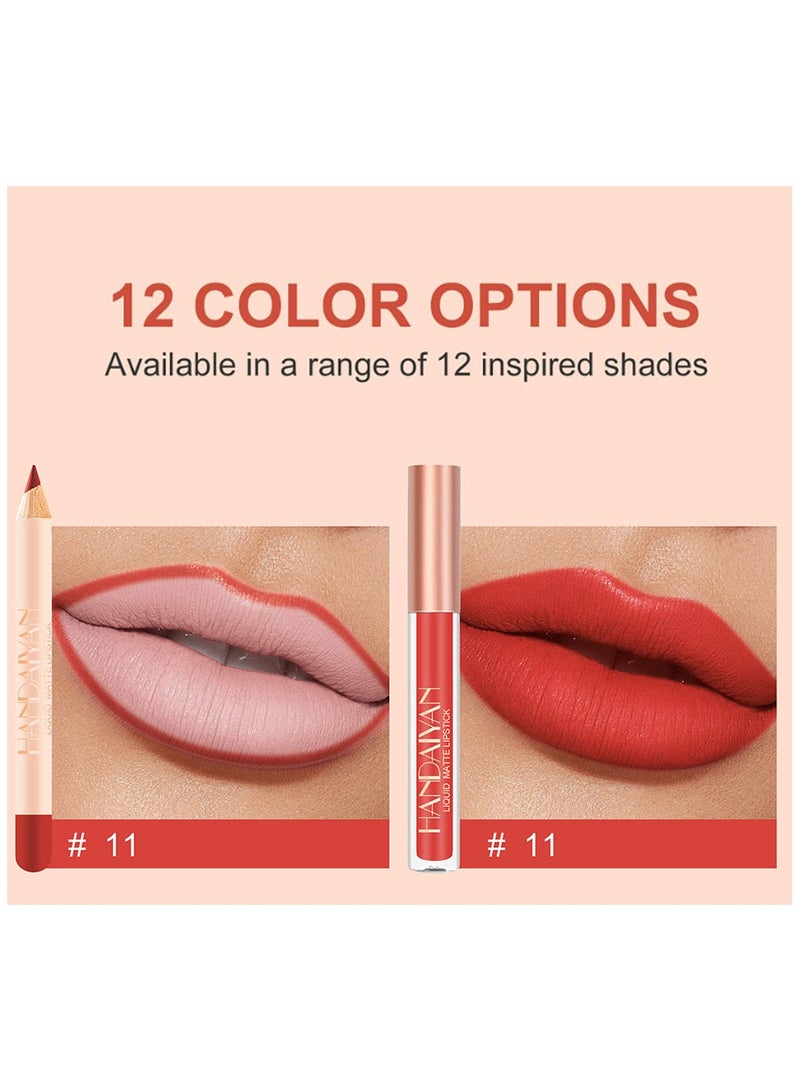 Handaiyan 2 in 1 Lip Liner & Lipstick Super Stay Matte Lip Pencil Set,Cosmetics Non-Stick Cup，Nude，Long Lasting Lip Liners Pencil Set For Women & Girls Waterproof,Extreme Finish Makeup, Neutral - Image 2