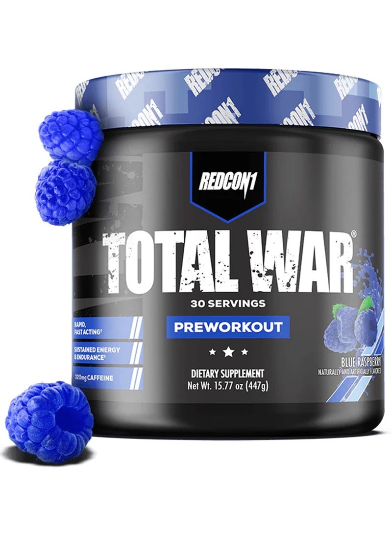REDCON1 Total War Pre Workout, Blue Raspberry, 30 Servings