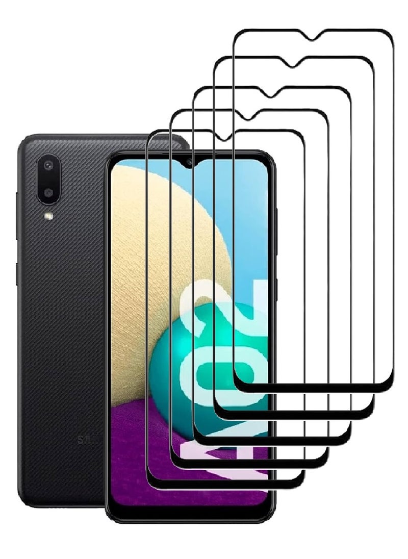 AINA 5 Pieces Tempered Glass Screen Protector 5D Designed For Samsung Galaxy A02 Full Glue Edge to Edge Full Screen Coverage And Bubble Free - Image 1
