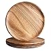 IQCWOOD Wooden Dinner Plates, 11 Inch Round Wood Dinner Plates Set of 4, Acacia Wooden Plates Round Tray Serving - Image 2