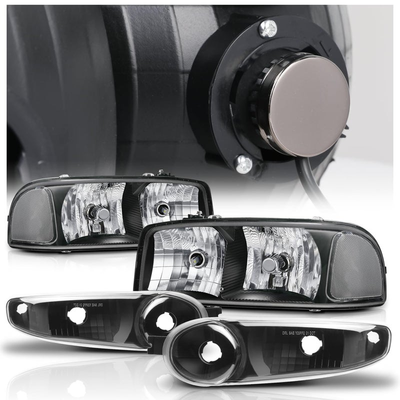 MAUTO Black Headlights Assembly wPREASSEMBLED 6000K LED BULBS Compatible with 01 GMC Sierra C3 0206 Sierra 1500 Denali 07 Sierra 1500 Denali Classic 0106 Yukon Denali Yukon Xl 1500 Denali