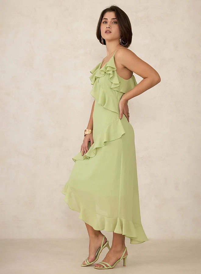 Virgio VIRGIO Georgette Ruffle Detailed Midi Dress
