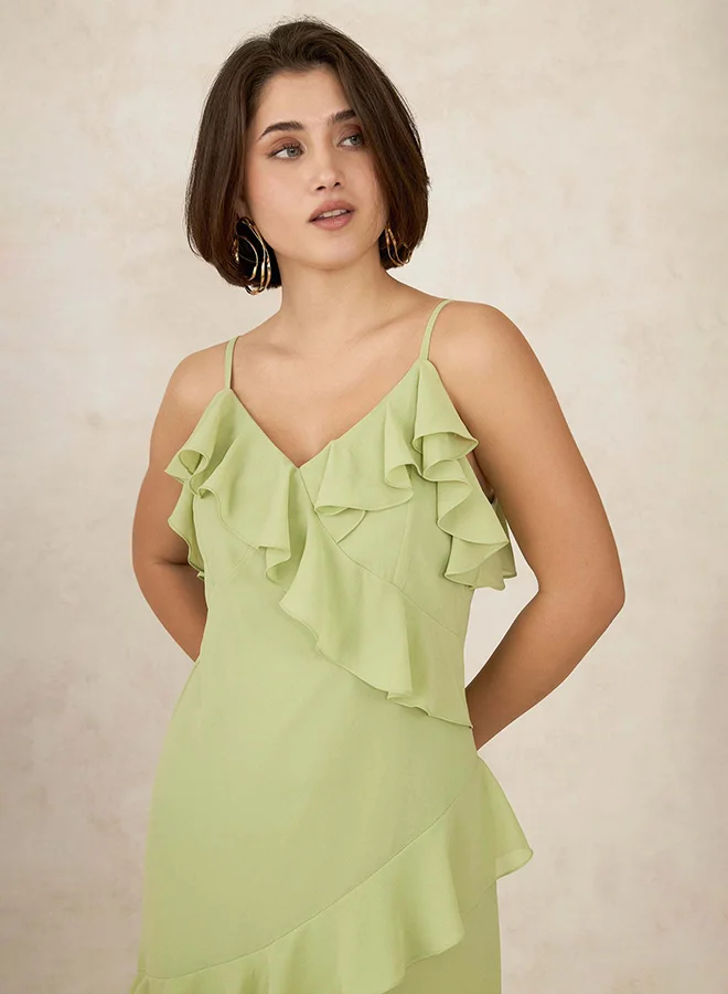 Virgio VIRGIO Georgette Ruffle Detailed Midi Dress