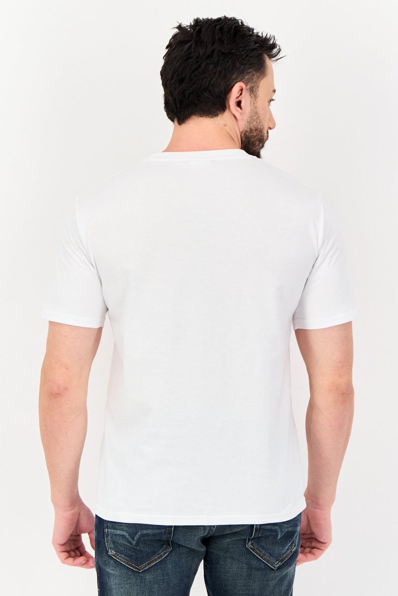 YOTO Men Crew Neck Short Sleeves Graphic Print T-Shirt, White - Image 4