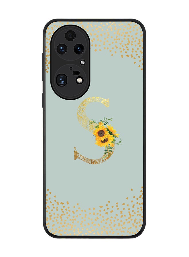 Stylizedd Rugged Black edge case for Huawei P50 Pro Slim fit Soft Case Flexible Rubber Edges Anti Drop TPU Gel Thin Cover - Custom Monogram Initial Letter Floral Pattern Alphabet - S (Light Grey ) - Image 1