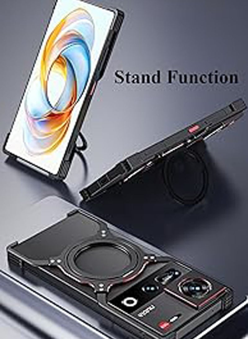 General Metal Case for ZTE Nubia Z70 Ultra, Aluminum Alloy Cooling Phone Case with 360° Rotatable Ring Stand & Lens Protection, Hollow Bezel-Less Protective Cover  - Image 5