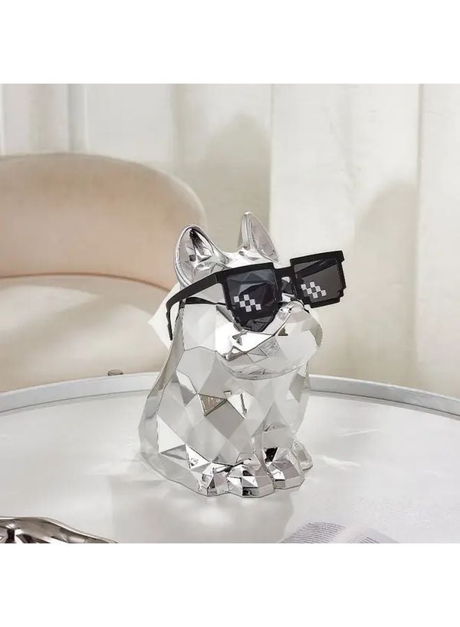 Silvery Plating French Bulldog Tissue Box Holder Modern Home Decor For Living Room - Image 2